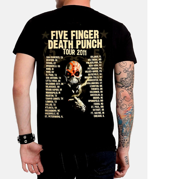 Five Finger Death Punch 2011 Tour 5FDP metal rock Official T-Shirt M NWT - Picture 4 of 5
